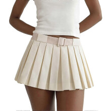 (XL) Women Low Waist Mini Skirts Cute Pleated A Line Short Denim Skirts 00s Retro Cargo Skirt S-2xl