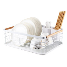 Dish Drainer With Drainboard Anti Corrosion Dish Drying Stand For Kitchen Counter Includes Cup Rack And Cutlery Holder Easy To Assemble Dish Rack For