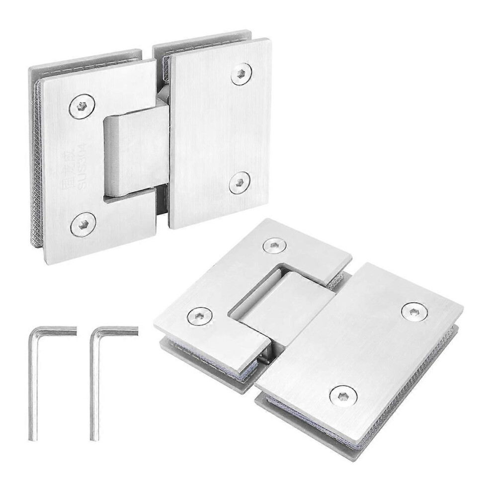 2 Pack 180 Degree Frameless Glass Shower Door Hinges, Brushed Nickel Shower Door Hinges Heavy Duty 3 8159446744589