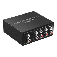 4 Ports Bi-Directional R L RCA o Switcher Box o Rotary Switch Plug and Play o Splitter f