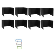 8 Pack Desk Dividers for Students, Waterproof Plastic Study Carrel Divider, Easy to Clean Privacy Cl-Black