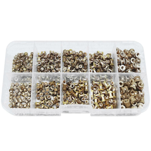 520pcs M2 M2.5 M3 Metric Female Thread Knurled Brass Threaded Insert Embedded Nuts Assortment Kit