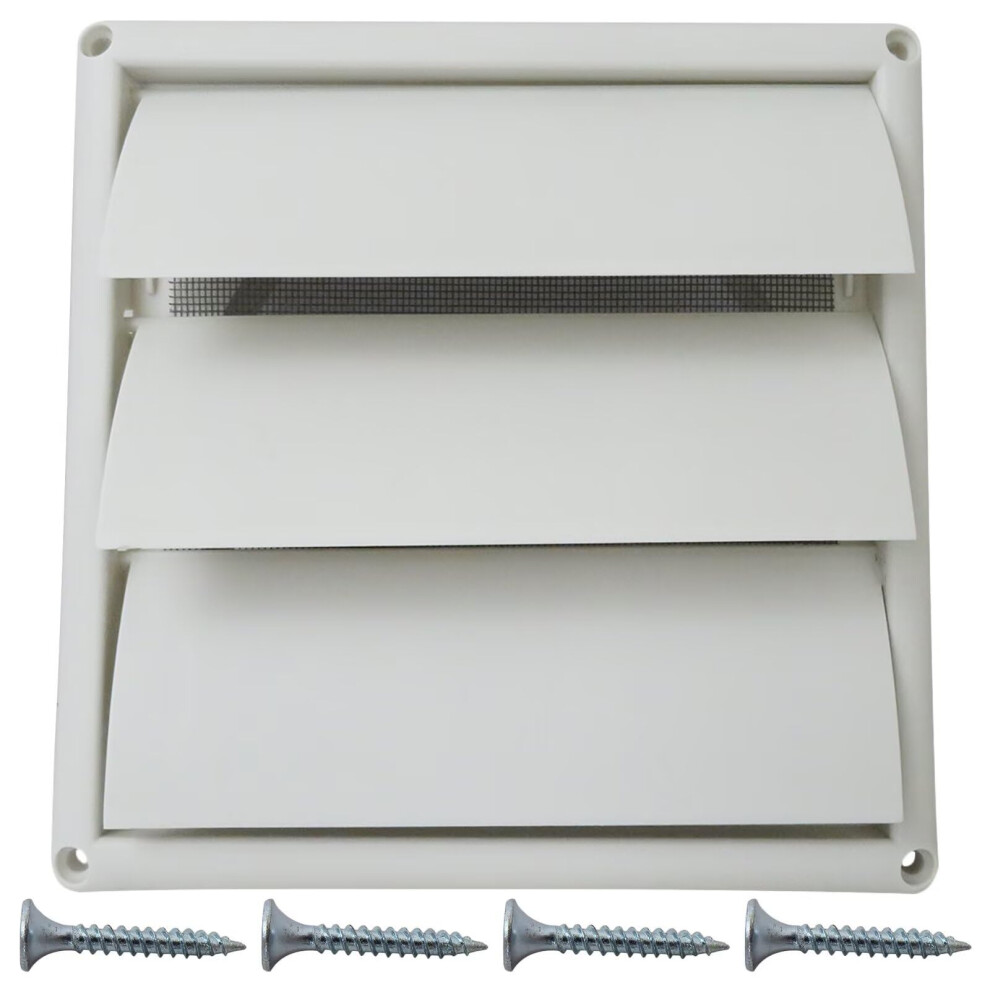 6 Inch Dryer Vent Cover Exterior Wall Louvered Hood Weatherproof Outdoor Exhaust White 9771547166917