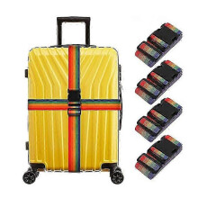 (RAINBOW) Luggage Straps, 4Pcs Wide Travel Secure Belt for Suitcase with Name ID Card
