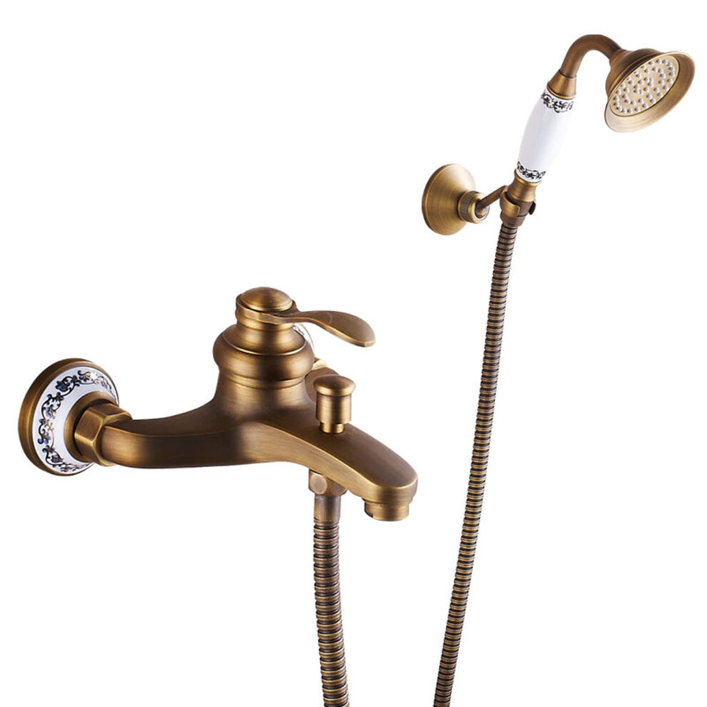 Bathtub Faucet Brass Wall Mount Single Handle Tub Shower Mixer Set With Handheld And Hose 9771547166962
