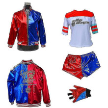 (L) 4pcs/set Outfits Women Suicide Squad Harley Quinn Costumes Set-n
