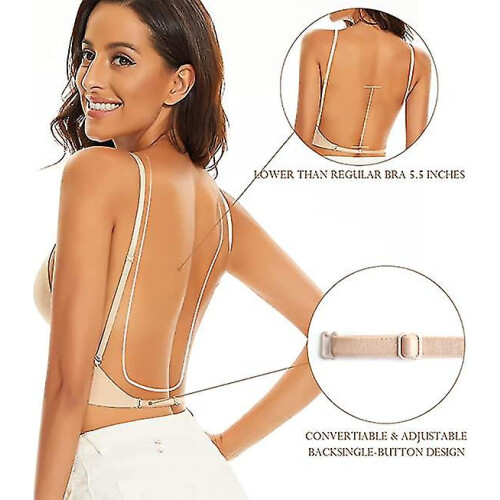 (2XL,Skin)Low Back Bras For Women - Seamless Wire Free Bralette Backless Bras-e 2