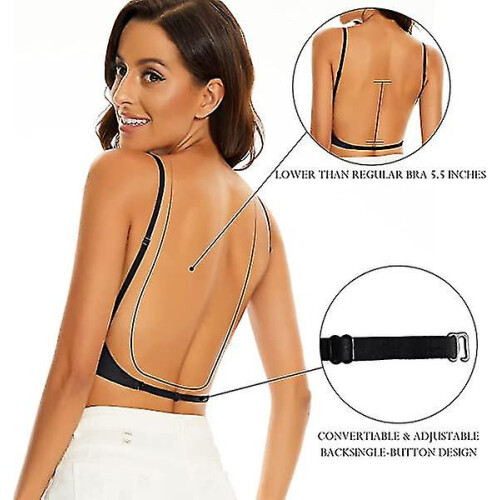 (S,Black)Low Back Bras For Women - Seamless Wire Free Bralette Backless Bras-e 2