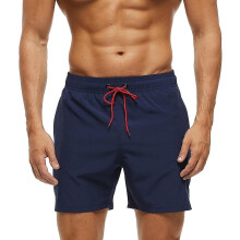 (XL,Navy)Men S Swim Trunks With Zip Pocket  Waterproof  Drying  Quick Swimsuit  Bathing Shorts With Adjustable Drawstring-n