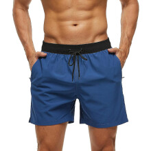 (XL,Black Navy Blue)Men S Swim Trunks With Zip Pocket  Waterproof  Drying  Quick Swimsuit  Bathing Shorts With Adjustable Drawstring-n