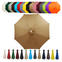 Patio Umbrella Replacement Canopy UV Protective Waterproof Fade Resistant for 2.70m 8 Ribs Khaki