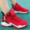 Scarpe da ginnastica da ragazzo con punta chiusa e lacci, in mesh, rosse 2