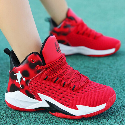 Scarpe da ginnastica da ragazzo con punta chiusa e lacci, in mesh, rosse 1