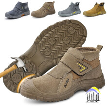 Slip-On Steel Toe Shoes for Men's Work Shoes Non-Slip Work Boots Lightweight Puncture-Proof Fireproof Safety Footwear for Men's Work & Safety Shoes