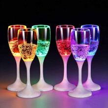 6-Piece Light Up Stemless Champagne Flutes - Reusable LED Unbreakable Party Cups, 30-Hour Glow for Celebrations(XX)