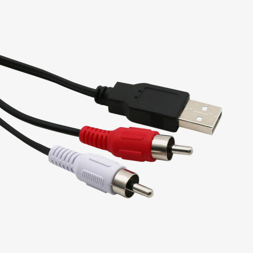 Cabo USB A para 2x RCA para PC e TV com adaptador de áudio e vídeo auxiliar. 1