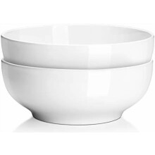 9.5" Large Serving Bowls for Salad, Pho, Pasta – Microwave & Dishwasher Safe, White, Compatible with Modern Kitchens