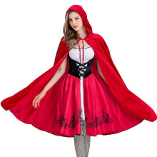(3XL)Halloween Little Red Riding Hood Clothing Adult Christmas Costume Cosplay Clothing-e