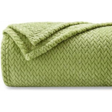 Super Soft Queen Blanket Green Premium Silky Flannel Fleece Leaves Pattern Lightweight Bed Blanket All Season Use (Green, Queen(90"x90"))
