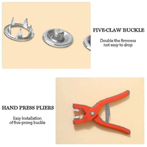(100pcs Set)Metal Snaps Buttons With Fastener Pliers Tool Kit Five Claw Buckle Set Sewing Free-e 1