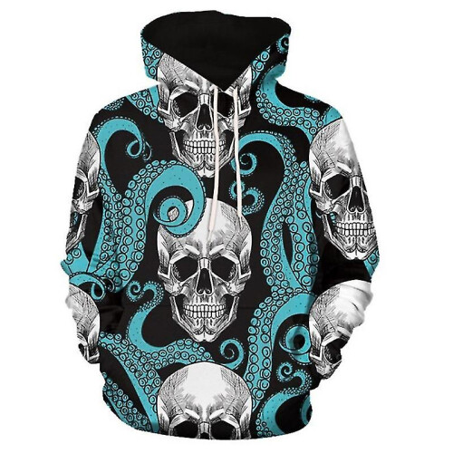 (5XL)Unisex 3d Digital Printing Octopus Series Pullover Hooded Sweater S-6xl#1-e