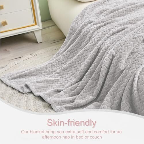 Light Grey Queen Blanket 90x90" 3D Jacquard Flannel 1