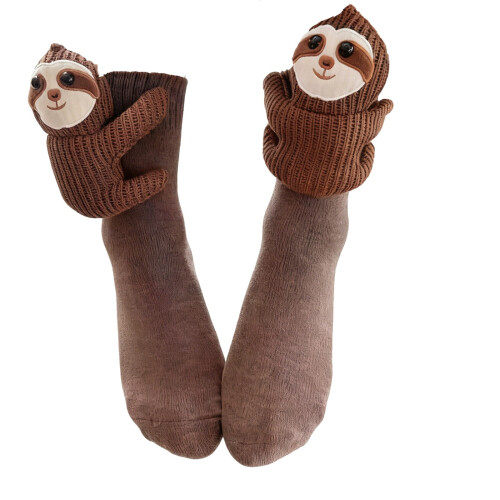 Faultier-Stricksocken für Damen, Winterplüschsocken 1