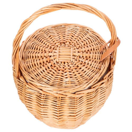 OUNONA Handle Basket Wicker Woven Handheld Basket Chocolate Wicker 1Pack 2