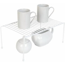Medium Cabinet Storage Shelf Rack (8.5x13.25") – Steel Wire Organizer for Kitchen, Cupboard, Pantry – White