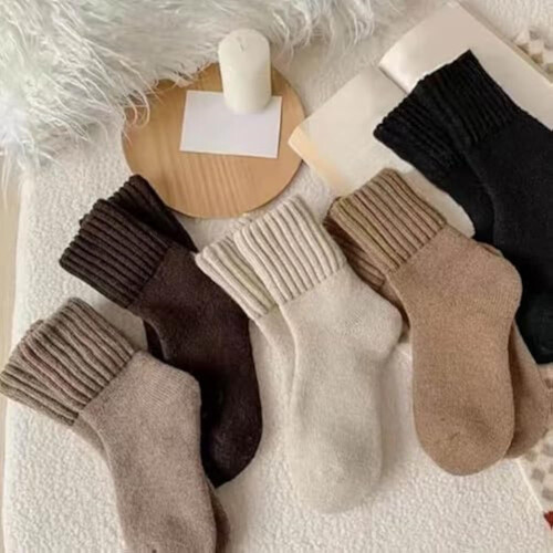 Womens Solid Mid Calf Socks, 5 Pairs Women's Solid Mid-Calf Socks(Khaki*5) 2