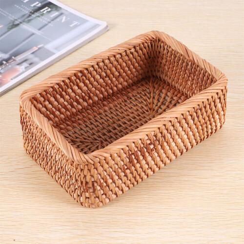 Rectangular Rattan Storage Baskets – Reusable Shallow Wicker Nesting Baskets, Handmade for Kitchen/Home Organization & Serving, 3 Sizes 1