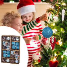 24Pcs 2" Shatterproof Christmas Balls, Blue Xmas Ornaments for Tree, Indoor/Outdoor, Wedding Party Decor, Compatible with Standard Hooks