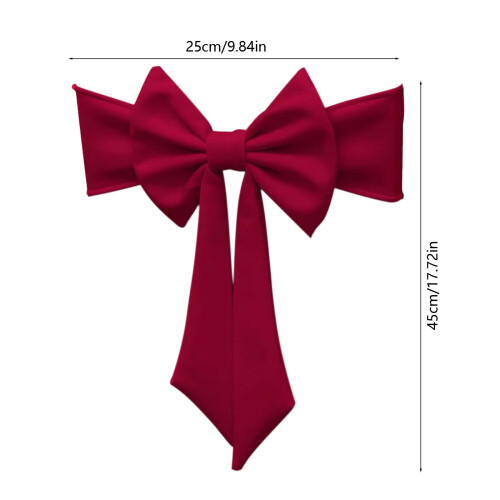 Elastic Bow Chair Back Decoration 40x15cm Wine 2