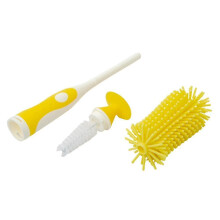 (green) Baby Bottle Brush 360 Degrees Rotating Silicone Bottle Brush Cup Brush Bottle Cleaning Brush Set-e