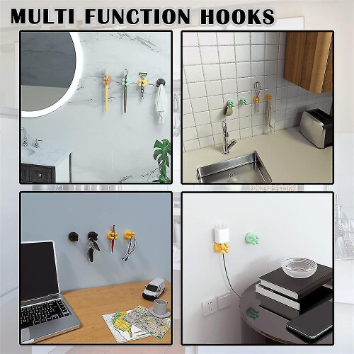 (3PCS,Cloudy Blue)Toothbrush Wall Door Silicone Hook Home Multifunctional Self Adhesive Hook Plug Cable Razor Holder-e 2