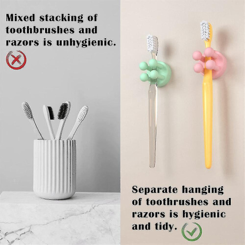(3PCS, Cloudy Blue) Toothbrush Wall Door Silicone Hook Home Multifunctional Self Adhesive Hook Plug Cable Razor Holder-e 1