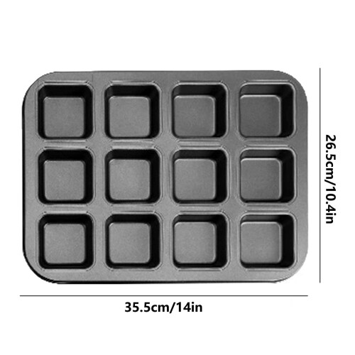 Non-Stick Pan Clearance, 12 Cup Square Baking Pan Non Stick Baking Pan Bread Plaid Cake Baking Tools 2