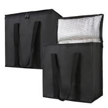 Geïsoleerde, herbruikbare boodschappentas, zwart, 2 stuks