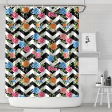 Rideau de douche imperméable à motif floral 84 po x 72 po avec 12