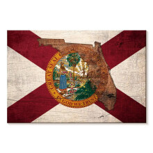Florida állam térképe, vászonkép, 24x16 hüvelyk