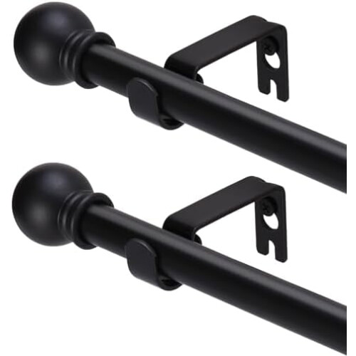 Schwarzes 5/8"-Verbinder-Gardinenstangenset – 32", 46" oder 62"