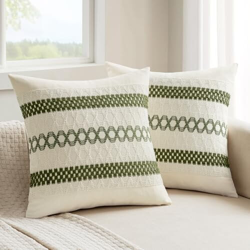 Conjunto de 2 capas de almofada em macramê verde sálvia, 45x45 cm (18x18 polegadas).