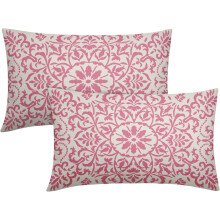 Růžové povlaky na bederní polštáře z lnu v boho stylu 12x20 palců (sada 2 ks)