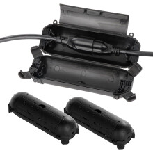 3-Pack Outdoor Extension Cord Safety Cover – Waterproof, Weatherproof for Outlet/Plug/Socket & Holiday Lights, Black