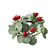 Szív alakú eukaliptusz gyertyakoszorú 25 cm