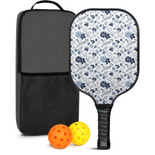 Pickleball Paddles Set with Floral Fiberglass Paddles, 2 Balls & Bag – Compatible with Indoor/Outdoor Play