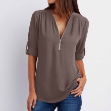 Camisetas de mujer con cuello en V, manga corta, abertura lateral, estilo veraniego, elegantes e informales.