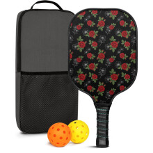 Pickleball Paddles Set with Floral Fiberglass Rackets, 2 Balls & Bag – Compatible with Indoor/Outdoor Play