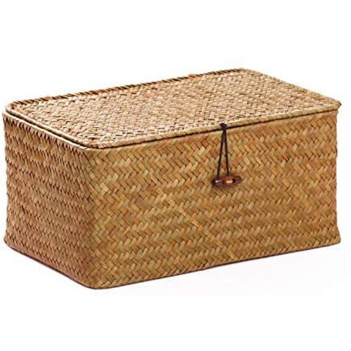 Wicker Storage Basket Woven Rattan Storage With Lids Laundry Baskets