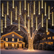 Guirlande lumineuse extérieure effet pluie de météores, 8 tubes de 30 cm (11,8 pouces), décoration de Noël étanche pour sapin et fêtes.
